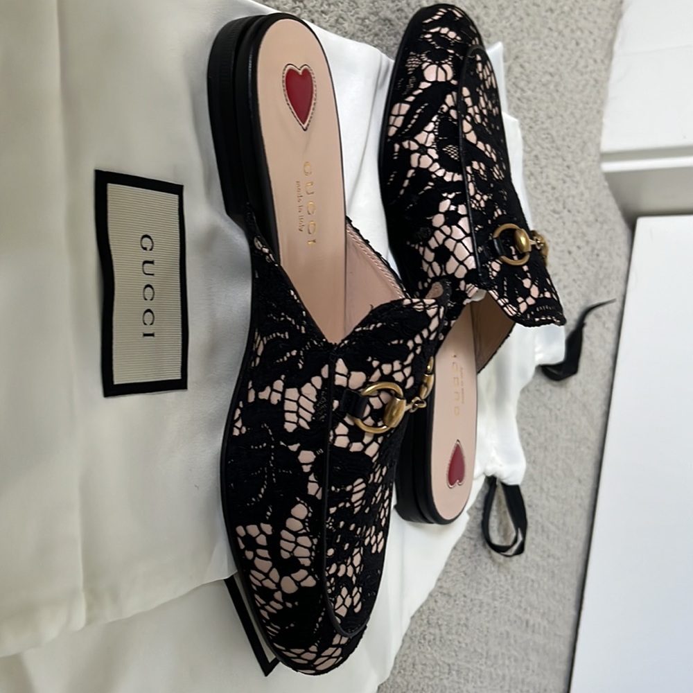 Gucci Princetown black and nude loafer slide mule - Picture 5 of 8
